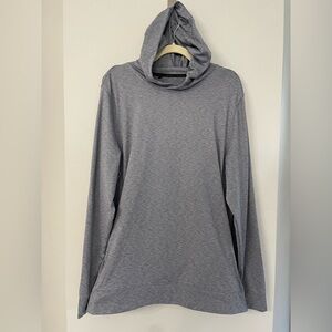 VRST men’s light blue-gray hooded lightweight front pocket long-sleeve shirt EUC